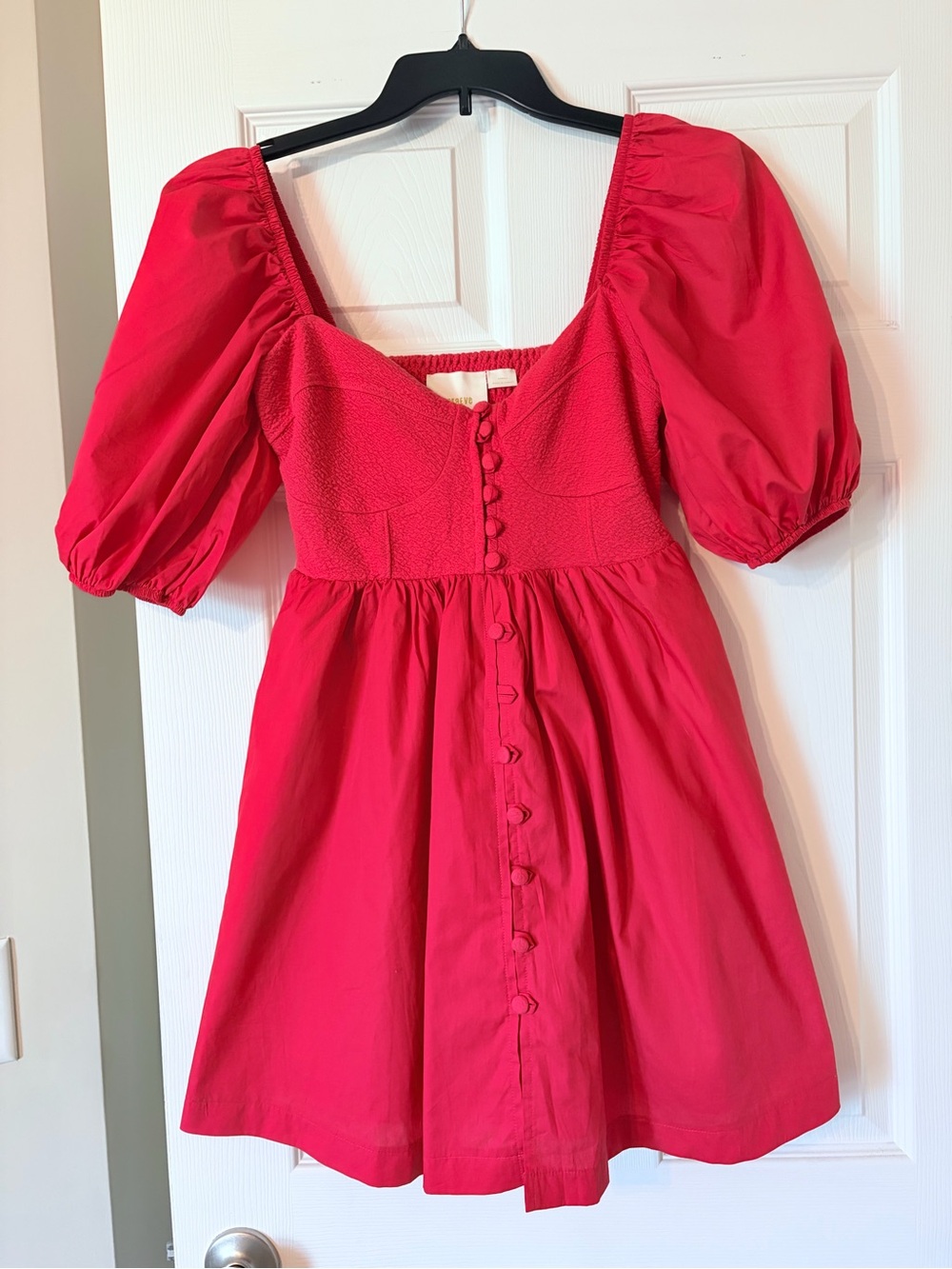 Maeve Pink Puff Sleeve Mini Dress